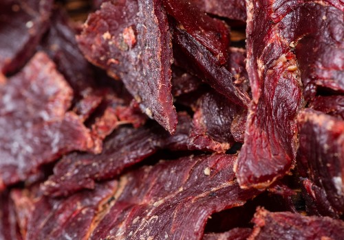 Close-up of a pile of dried beef strips