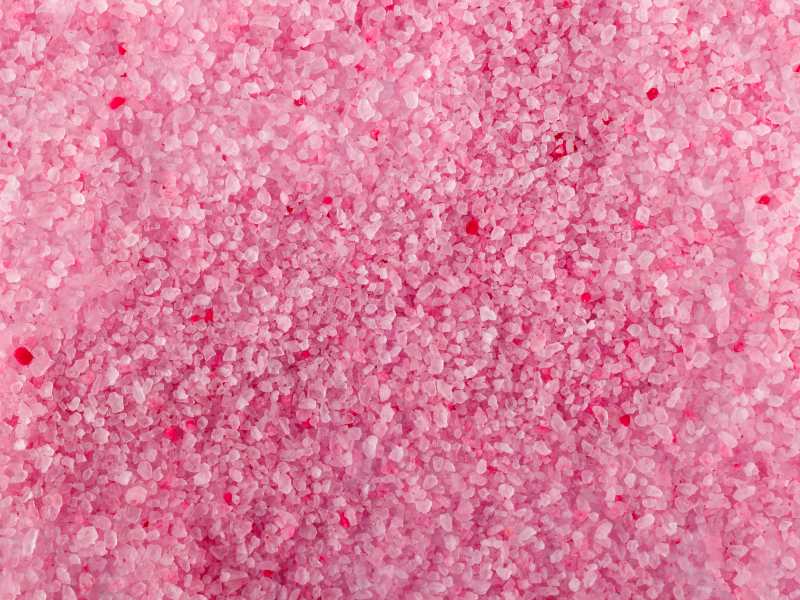 Close-up of coarse pink salt crystals