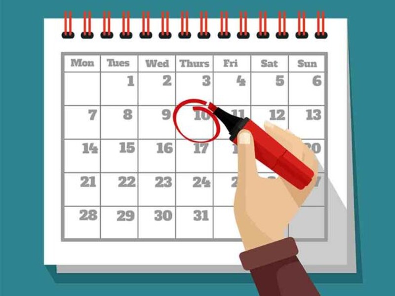 Illustration of a hand circling a date on a calendar