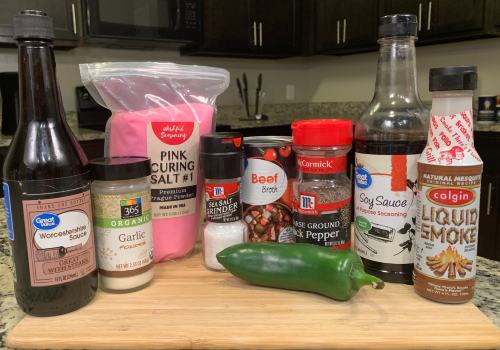 Jalapeno, broth, sauces, liquid smoke, and seasonings for jerky