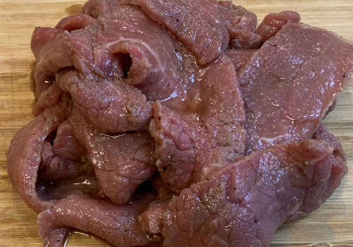 Pile of marinated beef slices