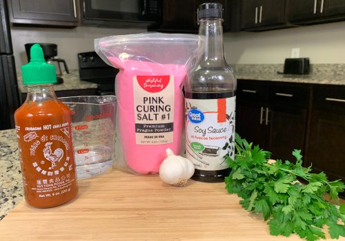 Chili sauce, soy sauce, garlic, cilantro and seasonings